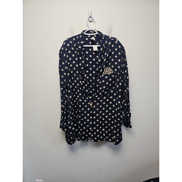 Vintage 70s Union Made Lightweight Blazer Size 24 Evening Jacket Floral Blue Tan - Picture 1 of 7